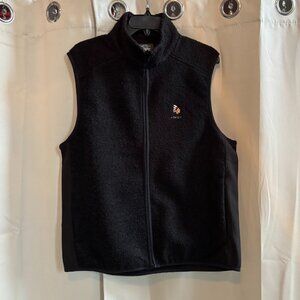 Straight Down Vest Jacket Medium Black Wool Blend Golf Preppy Athleisure 18805